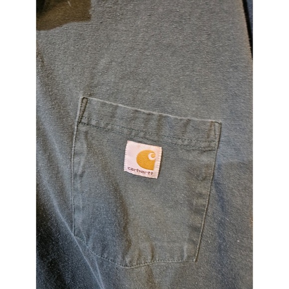 Carhartt Original Fit T-Shirtgreen Size XL Long Sleeve Pocket - Picture 3 of 6